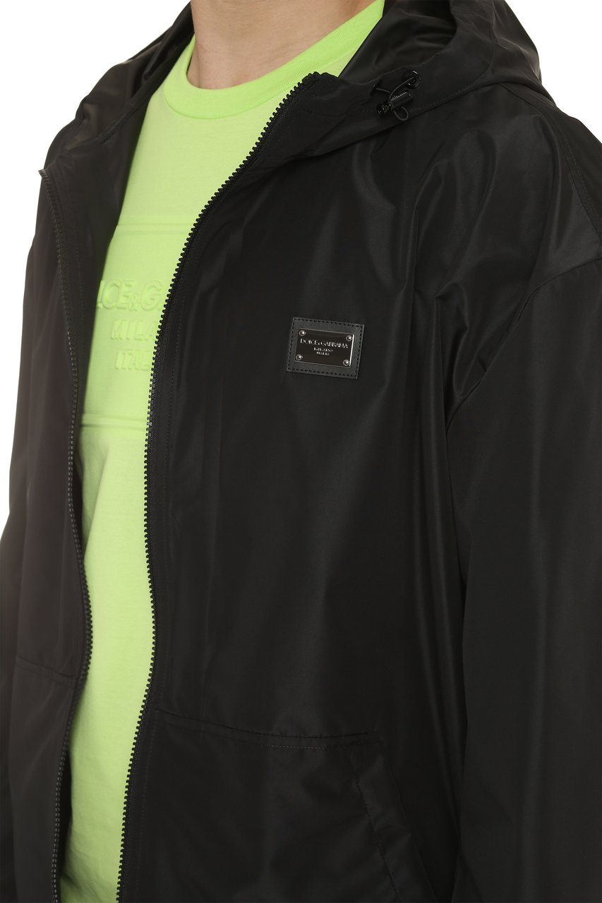 Dolce & Gabbana Technical fabric hooded jacket Zwart