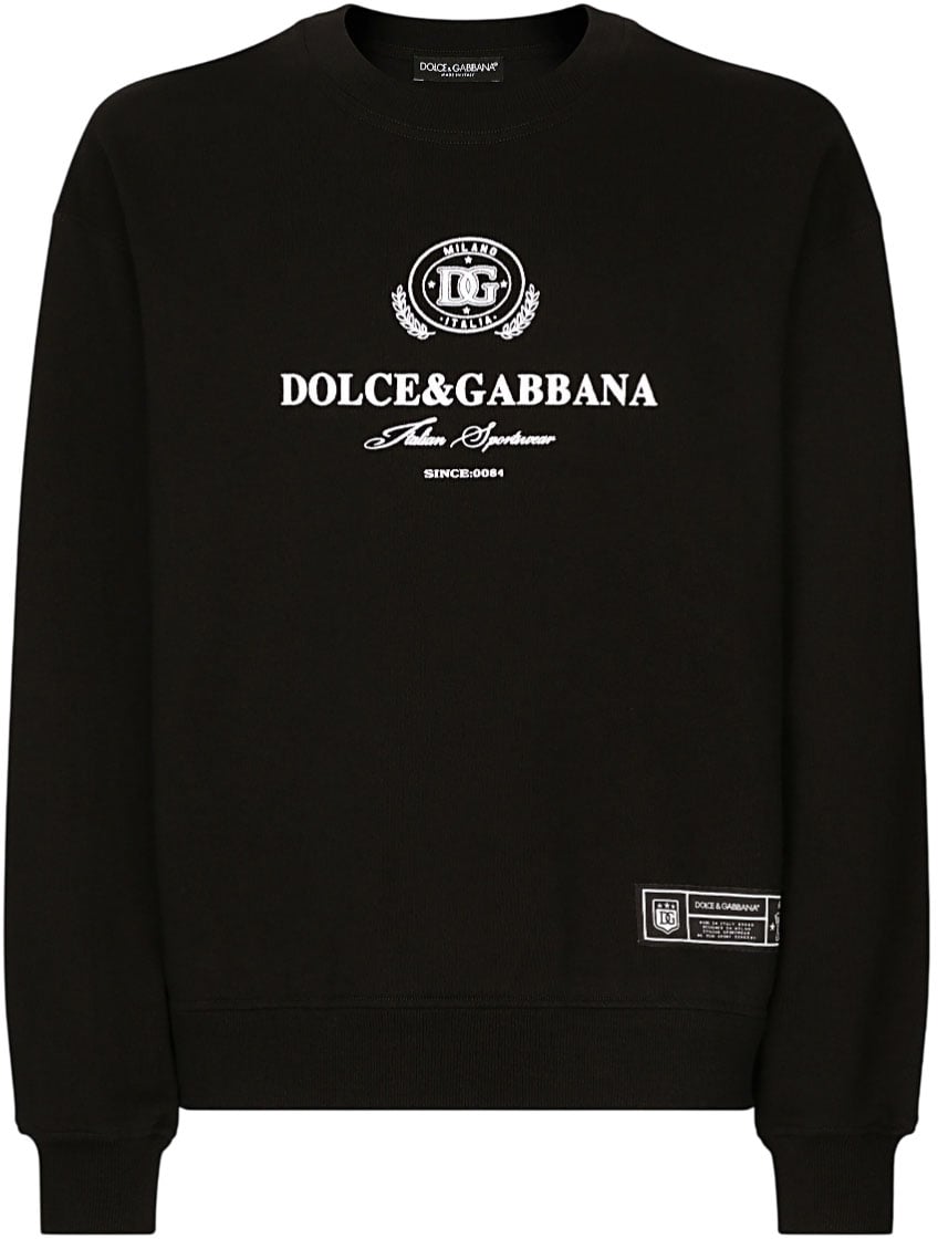Dolce & Gabbana Felpa in jersey con stampa logo D&G Zwart