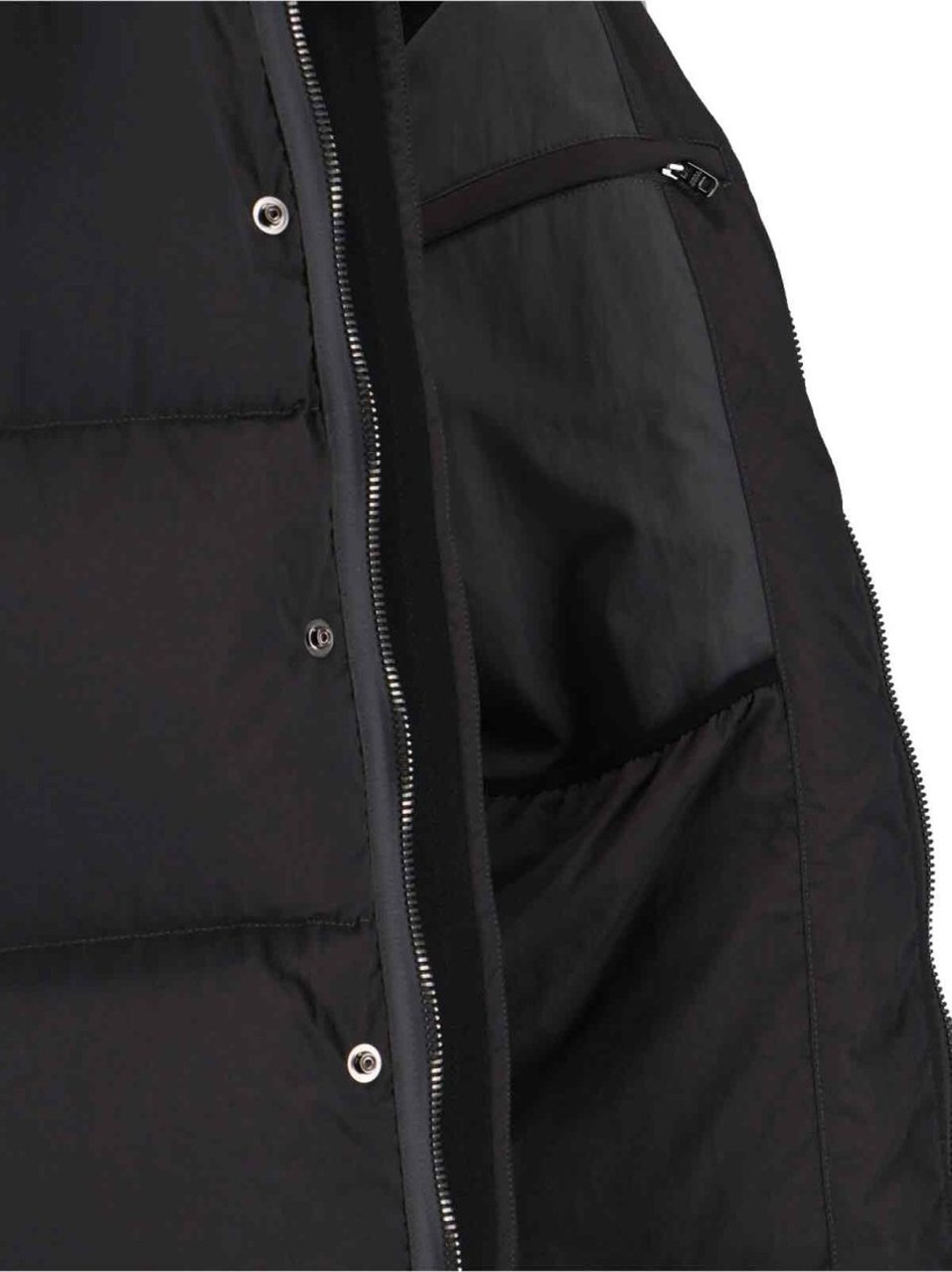 Dolce & Gabbana Quilted Black Puffer Jacket With High Collar And Adjustable Hood Zwart