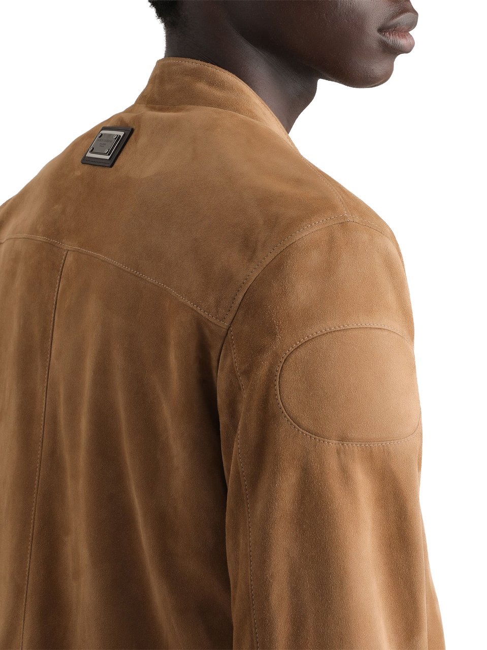 Dolce & Gabbana Warm Tan Suede Jacket with Stand Collar Bruin