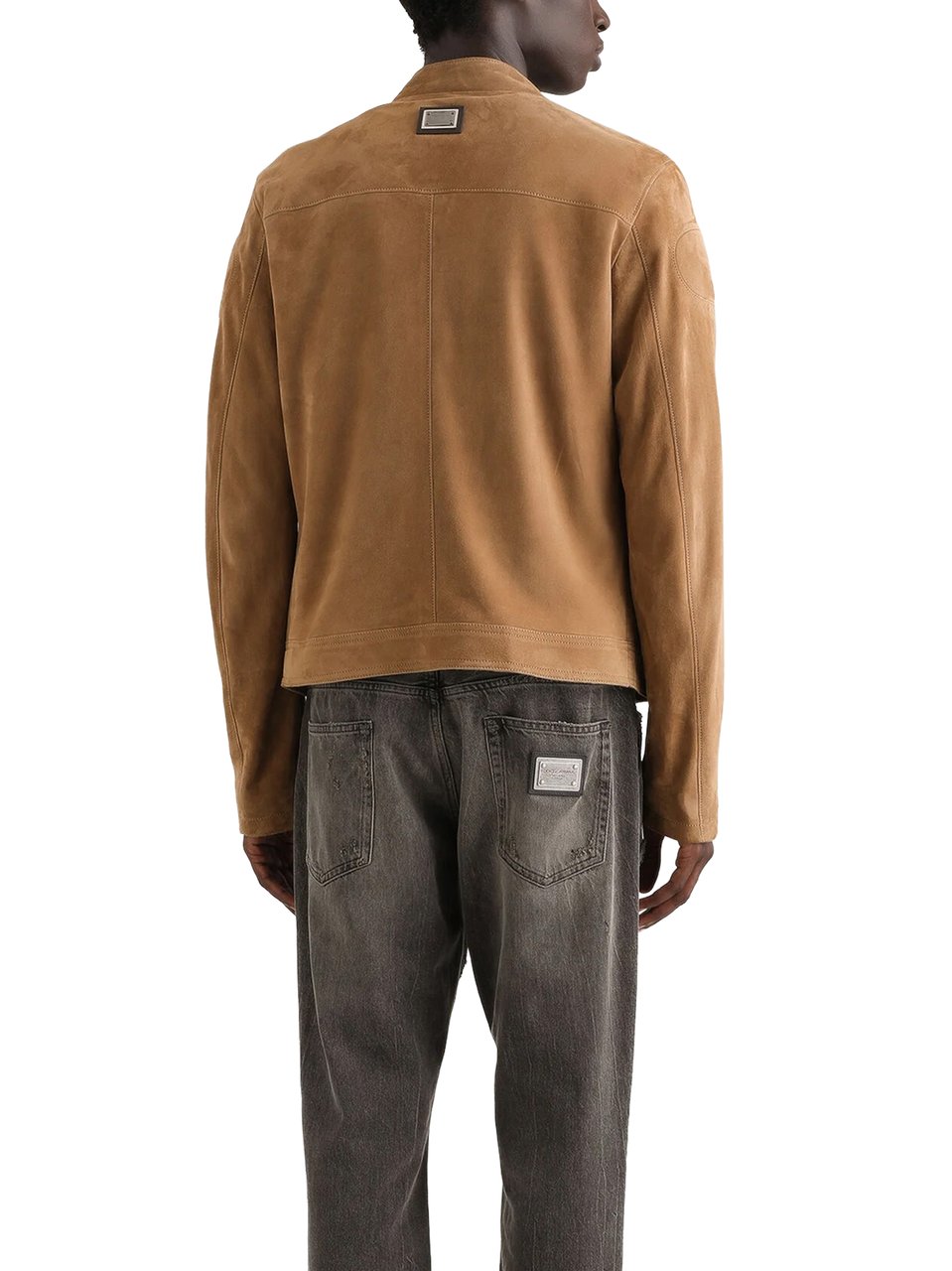 Dolce & Gabbana Warm Tan Suede Jacket with Stand Collar Bruin