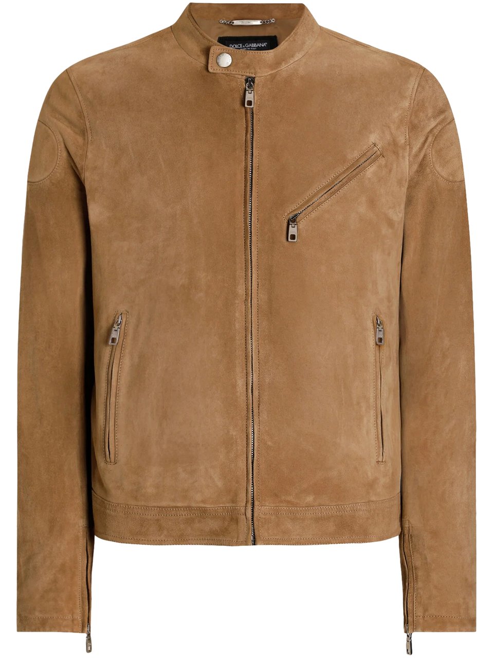 Dolce & Gabbana Warm Tan Suede Jacket with Stand Collar Bruin