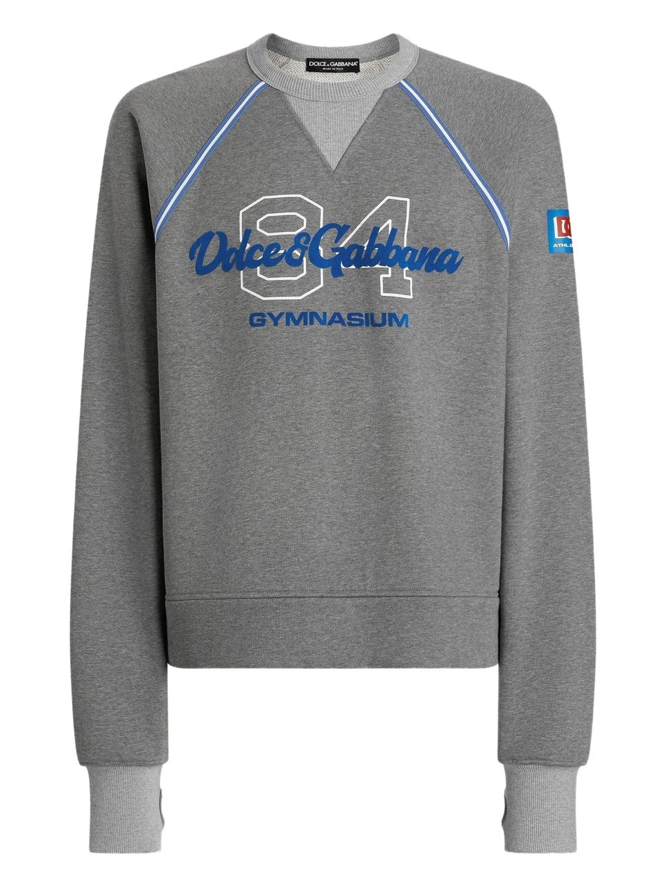 Dolce & Gabbana Grey Relaxed-Fit Blue Piping Logo Sweatshirt Grijs