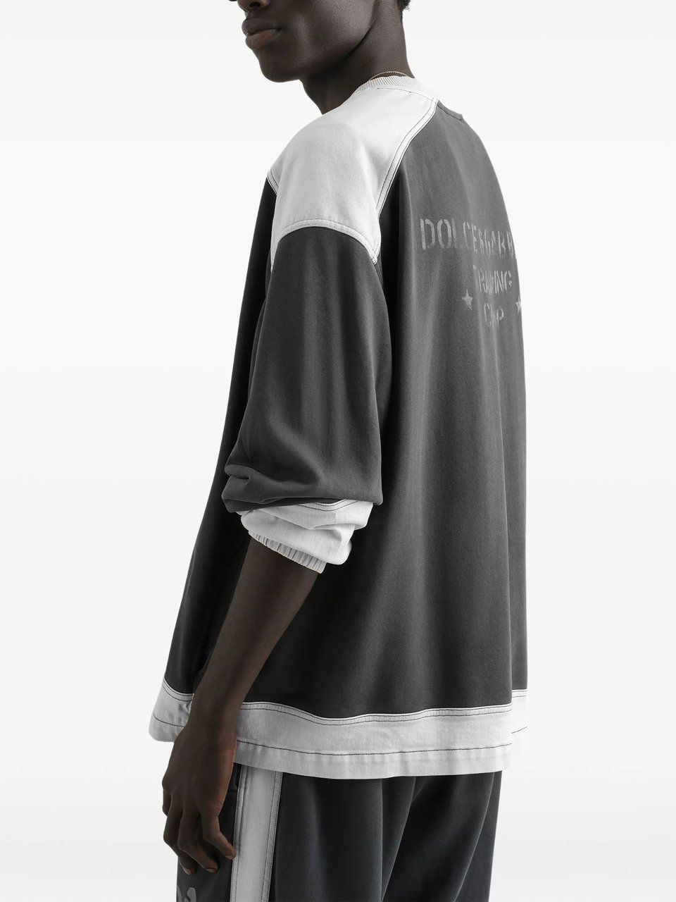 Dolce & Gabbana Two-Tone Grey DG84 Athletic Printed Sweatshirt Grijs