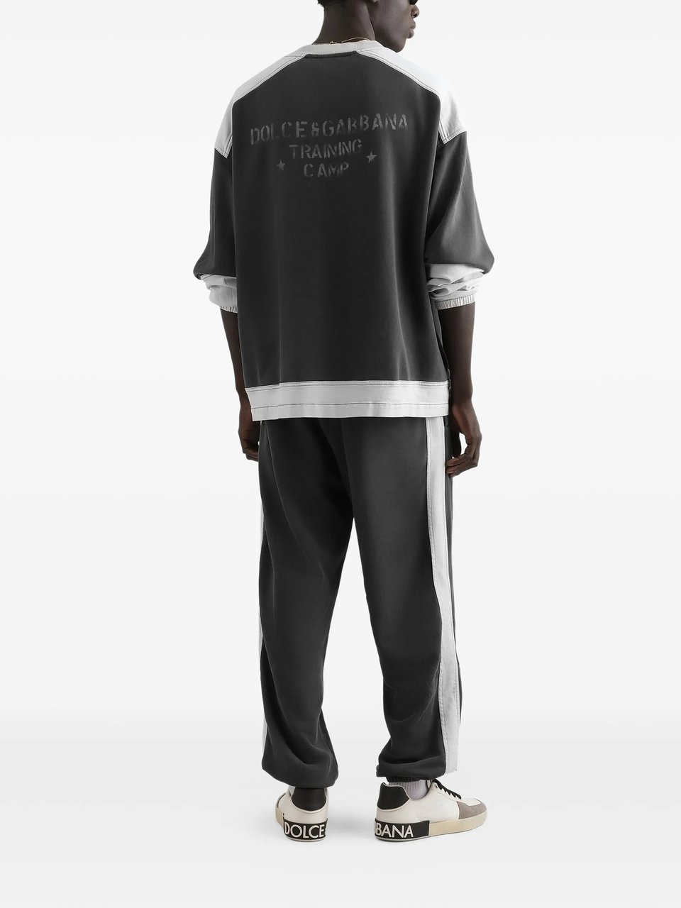 Dolce & Gabbana Two-Tone Grey DG84 Athletic Printed Sweatshirt Grijs