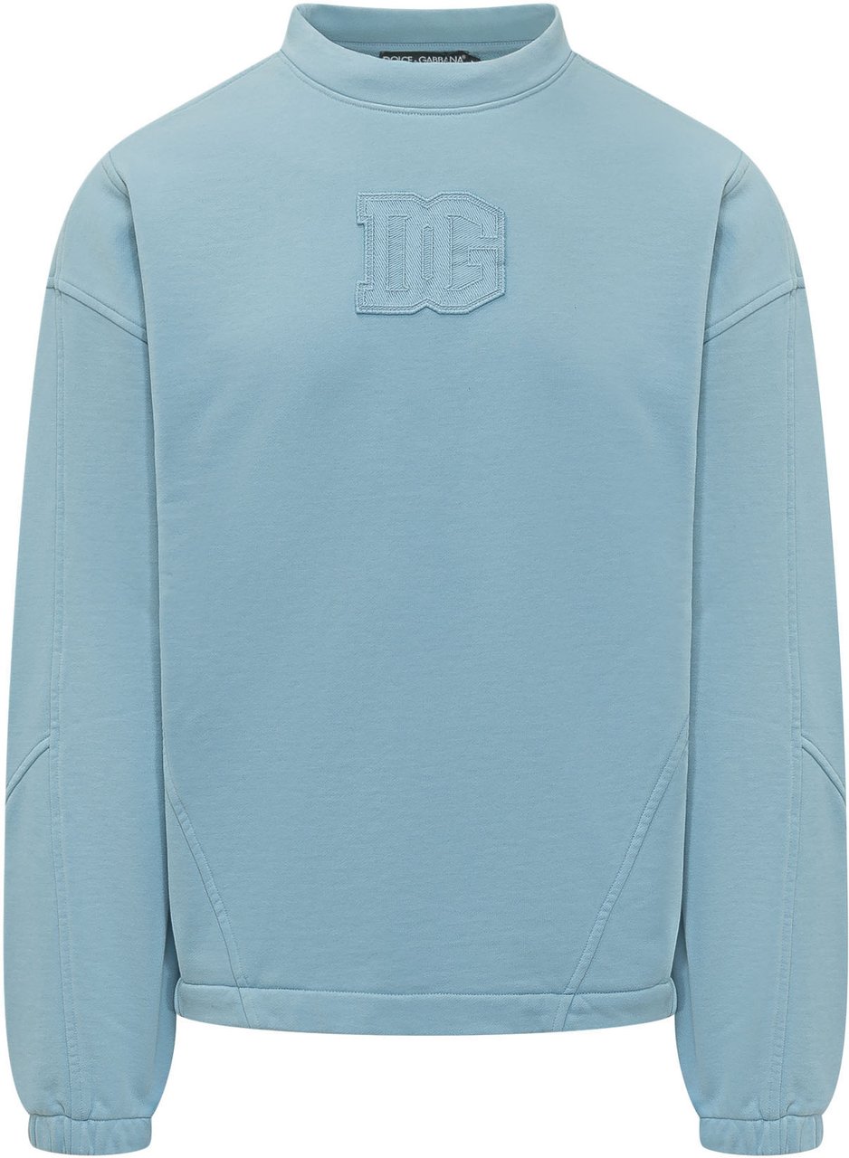Dolce & Gabbana Felpa Girocollo con Logo Ricamato Lichtblauw