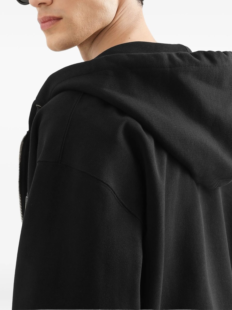 Dolce & Gabbana Black Cotton Drawstring Zip-Up Hoodie Zwart