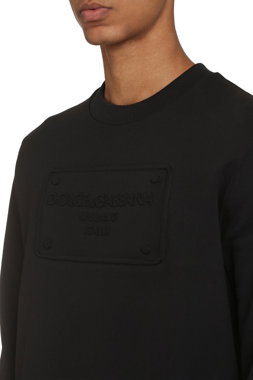 Dolce & Gabbana Logo detail cotton sweatshirt Zwart