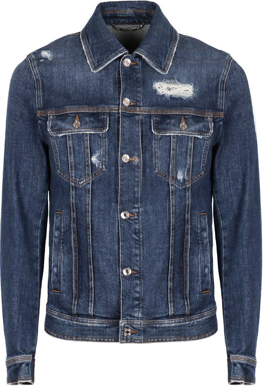 Dolce & Gabbana Destroyed denim jacket Blauw