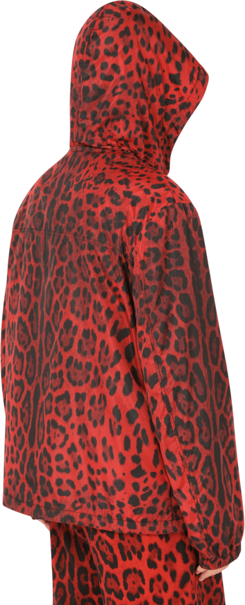 Dolce & Gabbana Giacca in nylon con stampa leopardata Rood