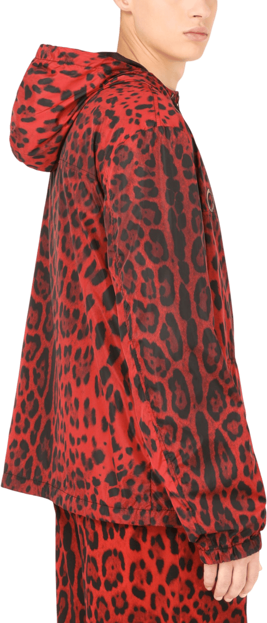 Dolce & Gabbana Giacca in nylon con stampa leopardata Rood