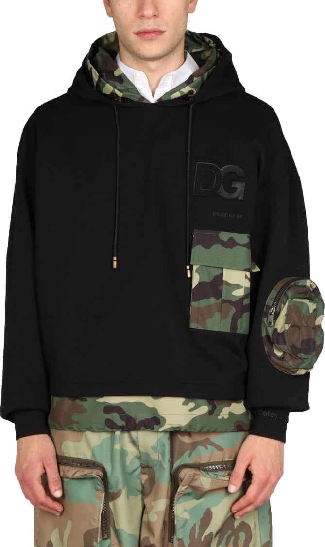 Dolce & Gabbana Sweatshirt With Camo Accents Zwart
