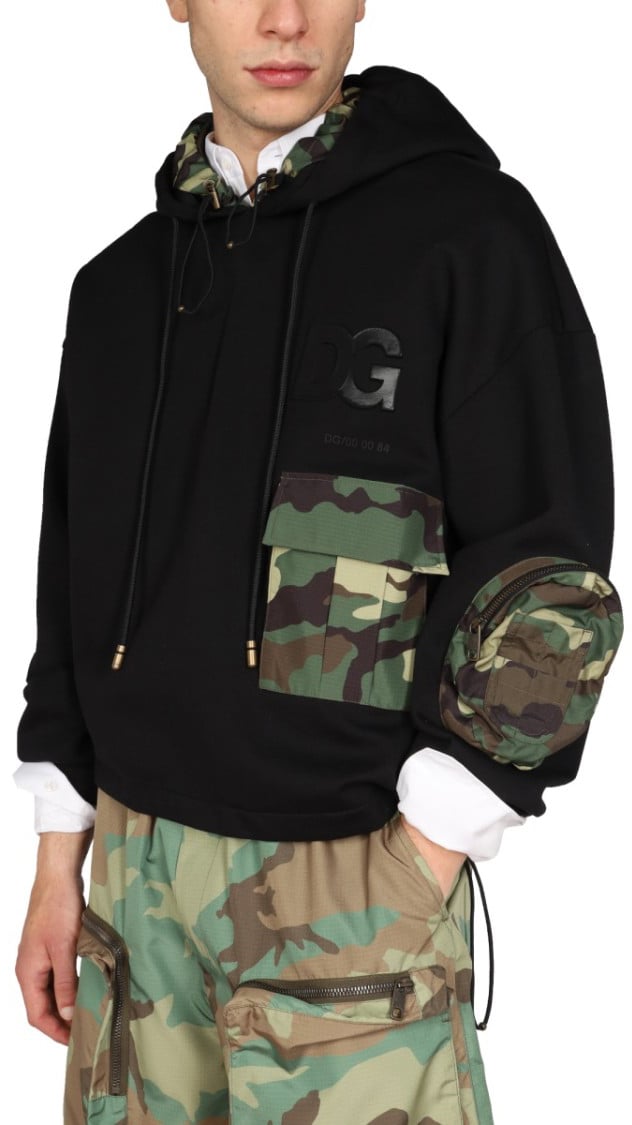 Dolce & Gabbana Sweatshirt With Camo Accents Zwart