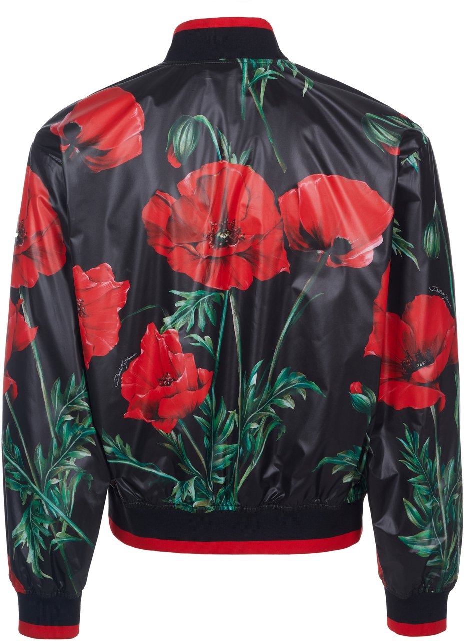 Dolce & Gabbana Papaveri Bomberjacke Zwart