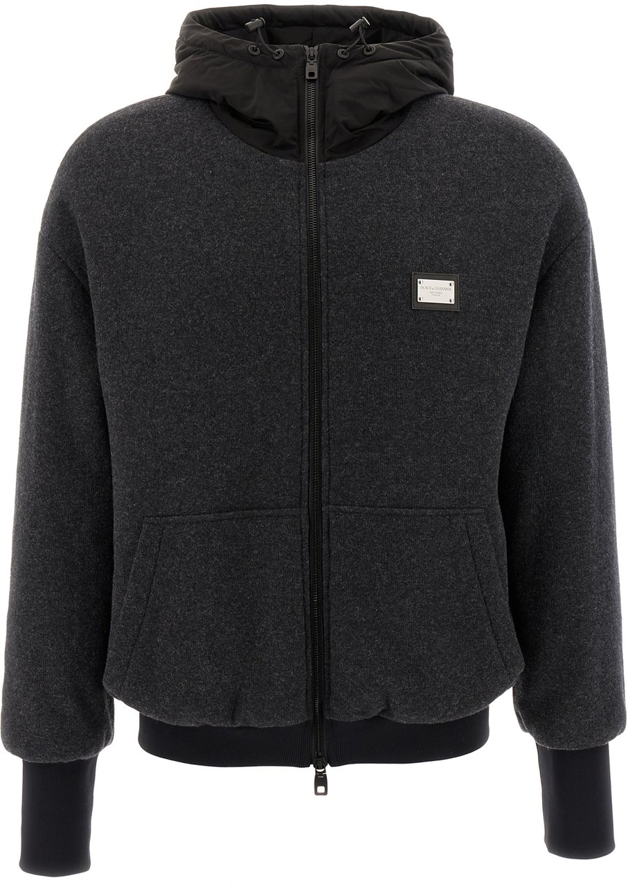 Dolce & Gabbana Dolce&gabbana Charcoal polyester blend padded jacket Zwart