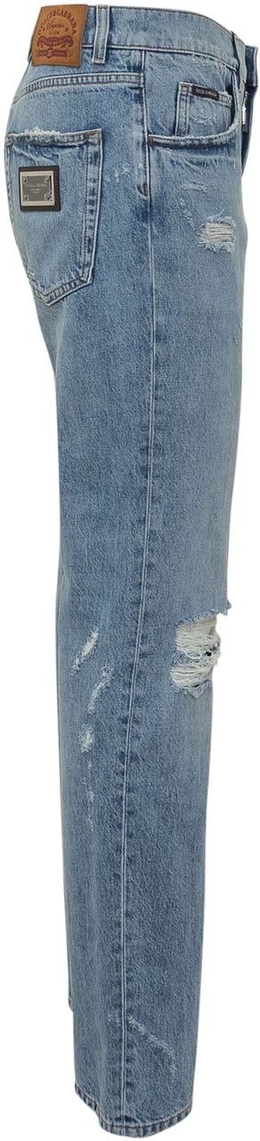 Dolce & Gabbana Jeans Straight Fit Effetto Used Blauw