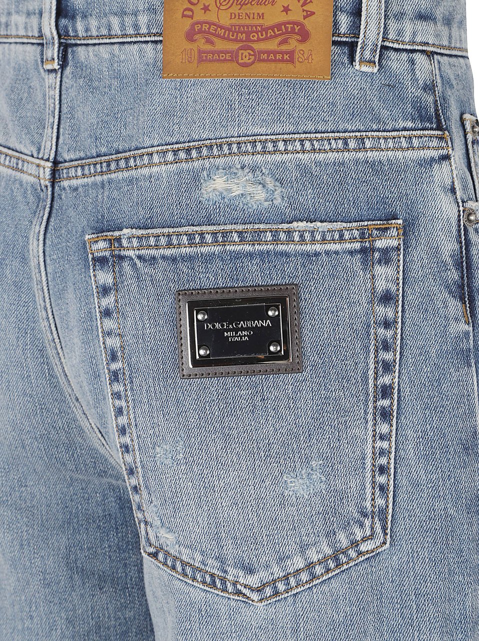 Dolce & Gabbana Light Blue Distressed Denim Jeans Blauw