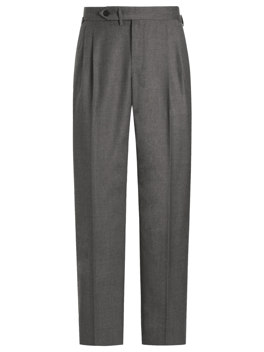 Dolce & Gabbana Neutrals Tailored Straight Leg Pleated Wool Pants Grijs