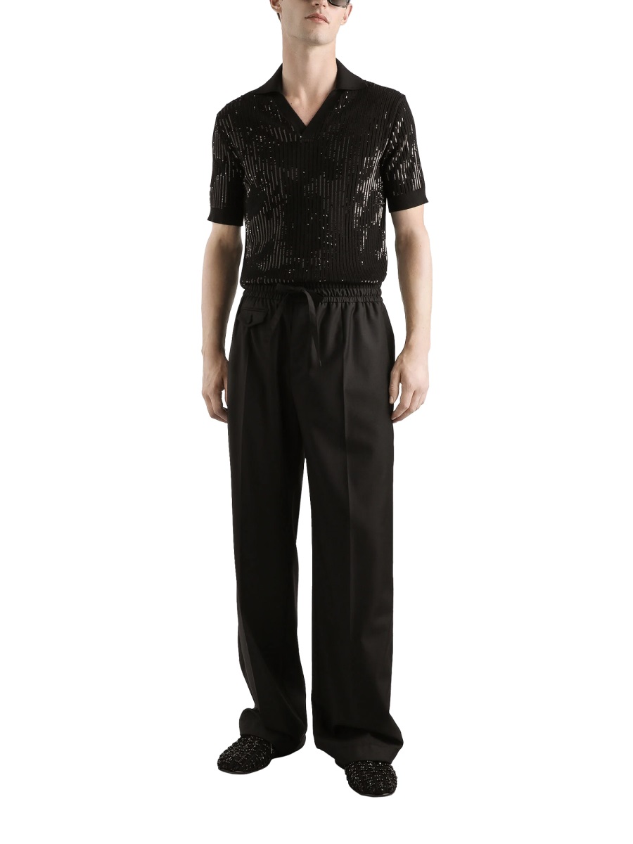 Dolce & Gabbana Relaxed Finely Knit Wool Sweatpants Zwart