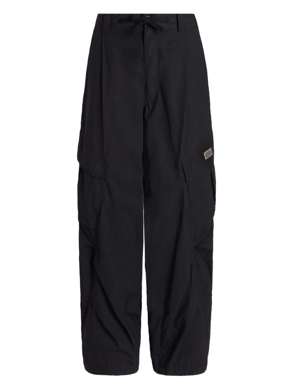 Dolce & Gabbana Wide-Leg Cotton Cargo Drawstring Waist Pants Zwart