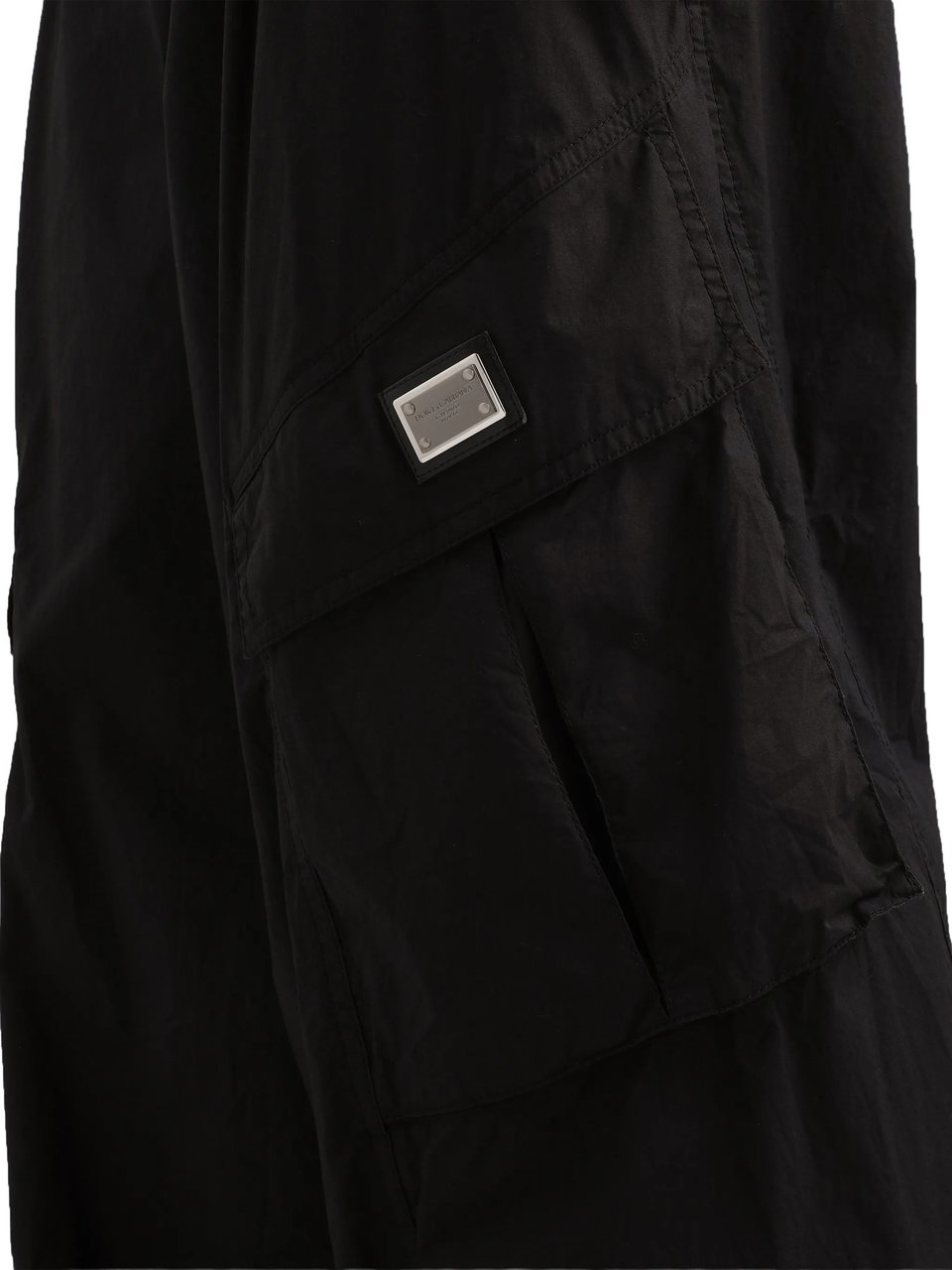 Dolce & Gabbana Wide-Leg Cotton Cargo Drawstring Waist Pants Zwart