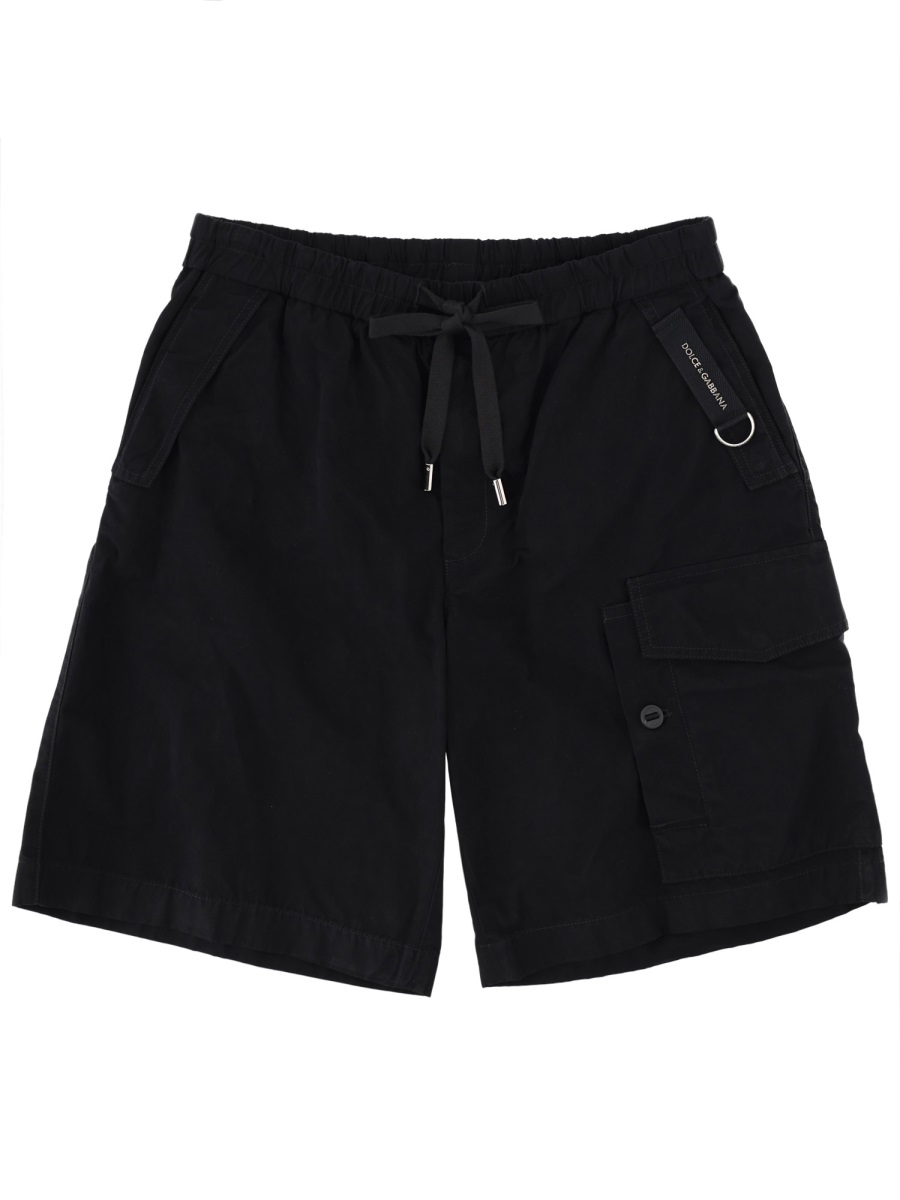Dolce & Gabbana Relaxed Fit Functional Pockets Drawstring Shorts Zwart