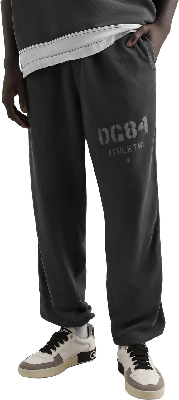 Dolce & Gabbana Black Relaxed-Fit Contrast Stripe Track Pants Zwart