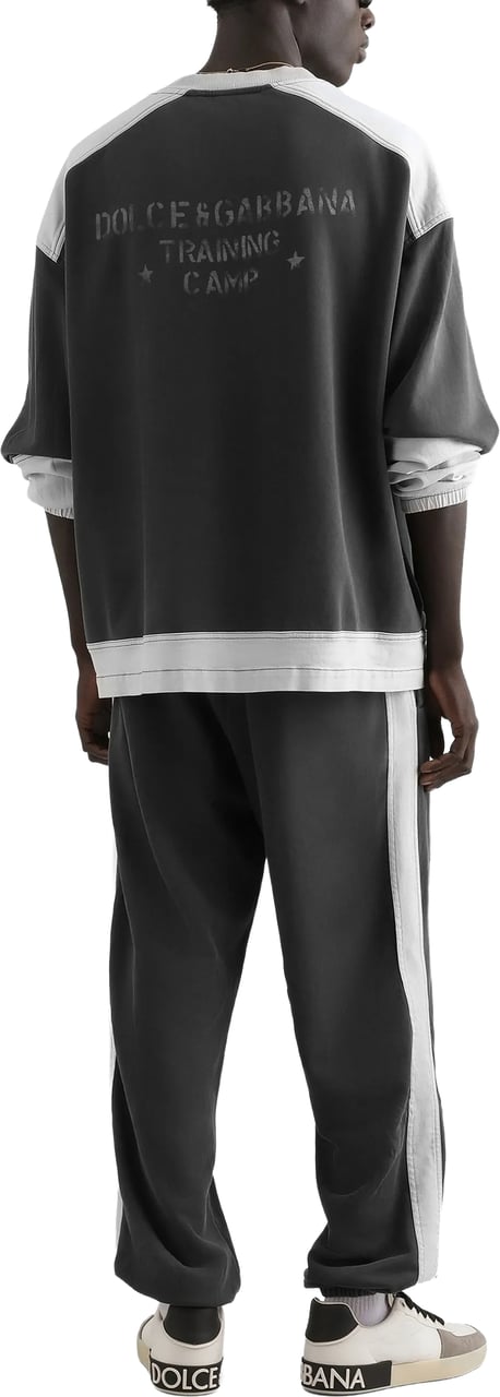 Dolce & Gabbana Black Relaxed-Fit Contrast Stripe Track Pants Zwart