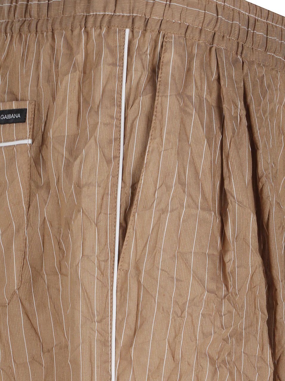 Dolce & Gabbana Relaxed Fit Brown Trousers with Subtle Pinstripe Texture Neutraal