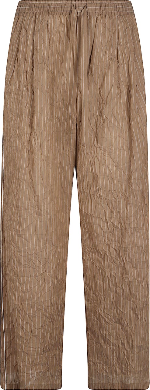 Dolce & Gabbana Relaxed Fit Brown Trousers with Subtle Pinstripe Texture Neutraal