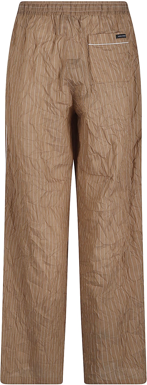 Dolce & Gabbana Relaxed Fit Brown Trousers with Subtle Pinstripe Texture Neutraal