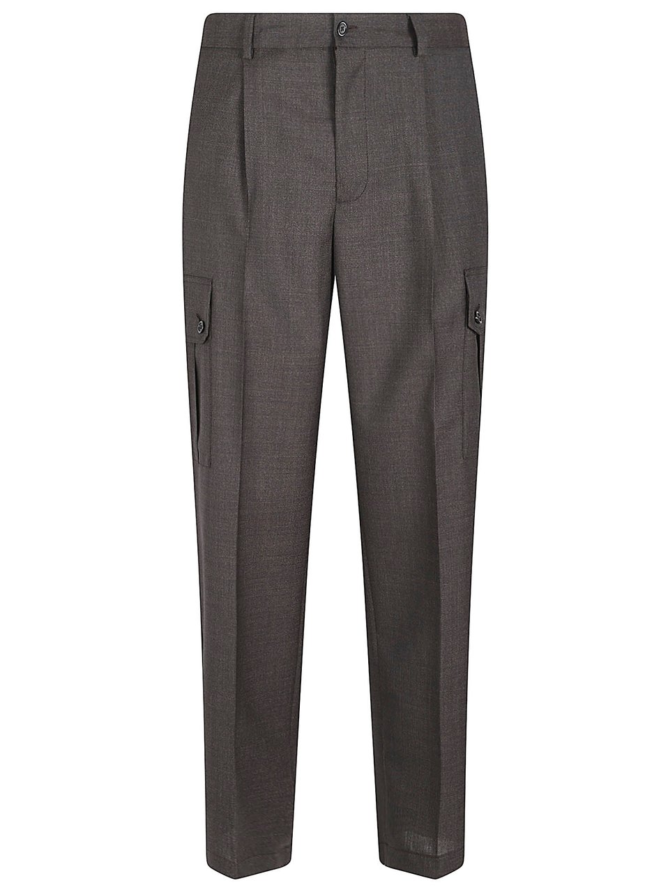 Dolce & Gabbana Straight-Leg Tailored Trousers with Textured Fabric Grijs