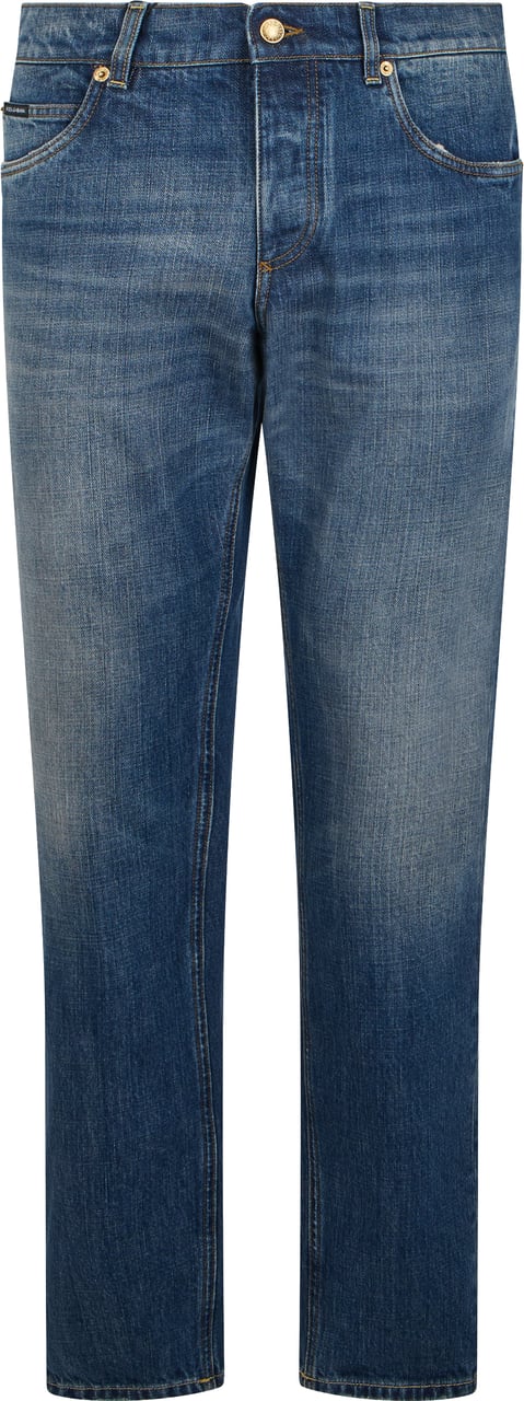 Dolce & Gabbana Straight Jeans with Multifunctional Pockets Blauw
