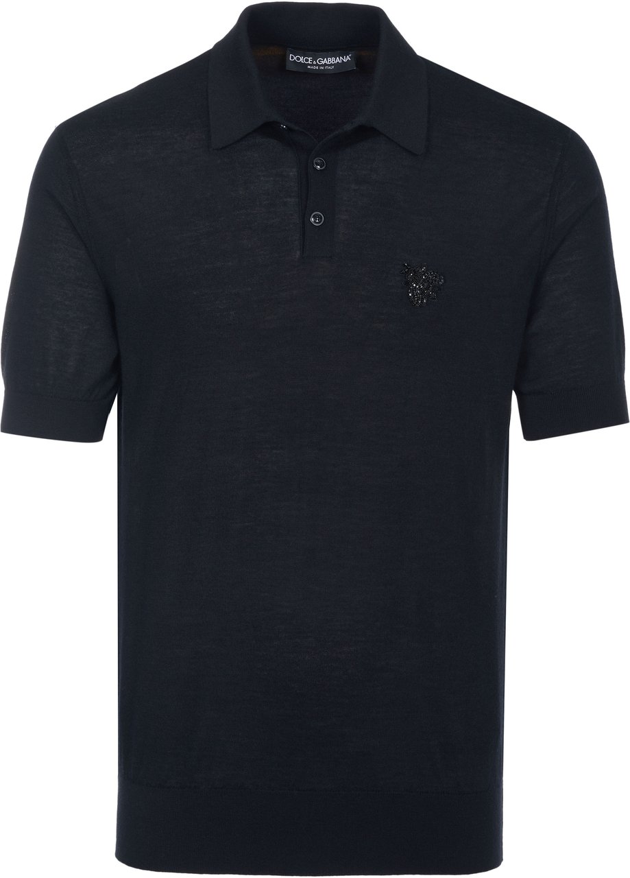 Dolce & Gabbana Dolce & Gabbana Henley Strickpolo schwarz Zwart