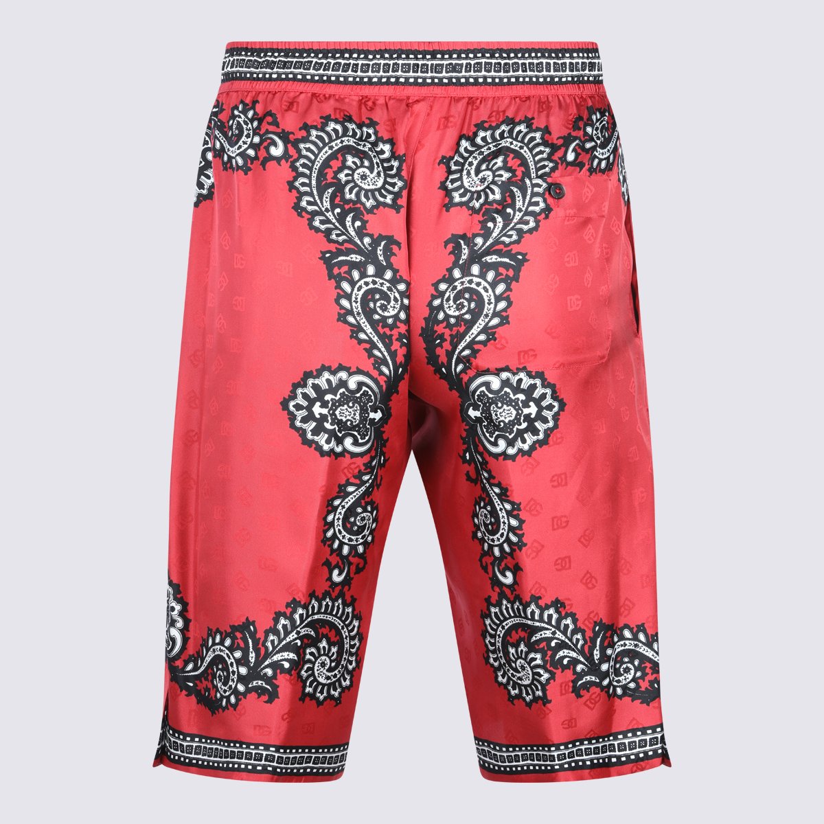 Dolce & Gabbana Paisley Pattern Red Shorts with Adjustable Drawstring Waistband Maroon