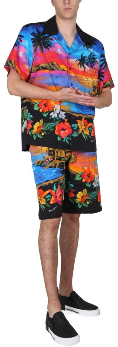 Dolce & Gabbana Bermuda Shorts With Sunset Print Divers