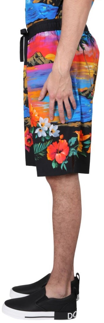 Dolce & Gabbana Bermuda Shorts With Sunset Print Divers