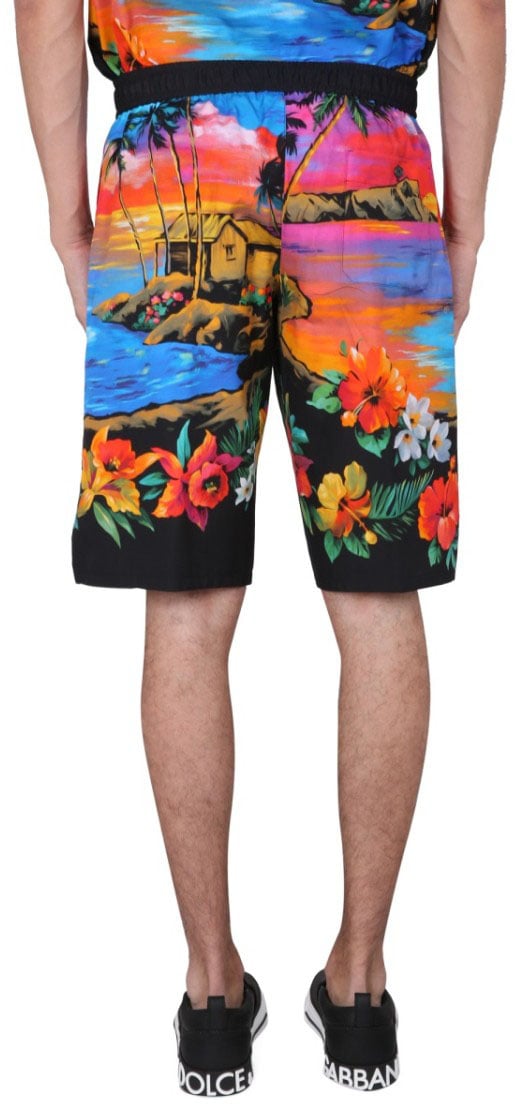 Dolce & Gabbana Bermuda Shorts With Sunset Print Divers