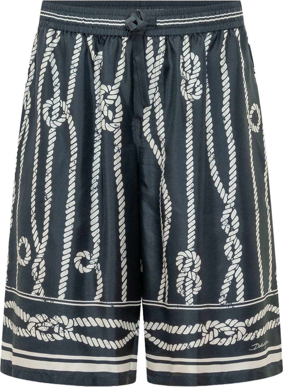 Dolce & Gabbana Shorts con Stampa a Corde Navy