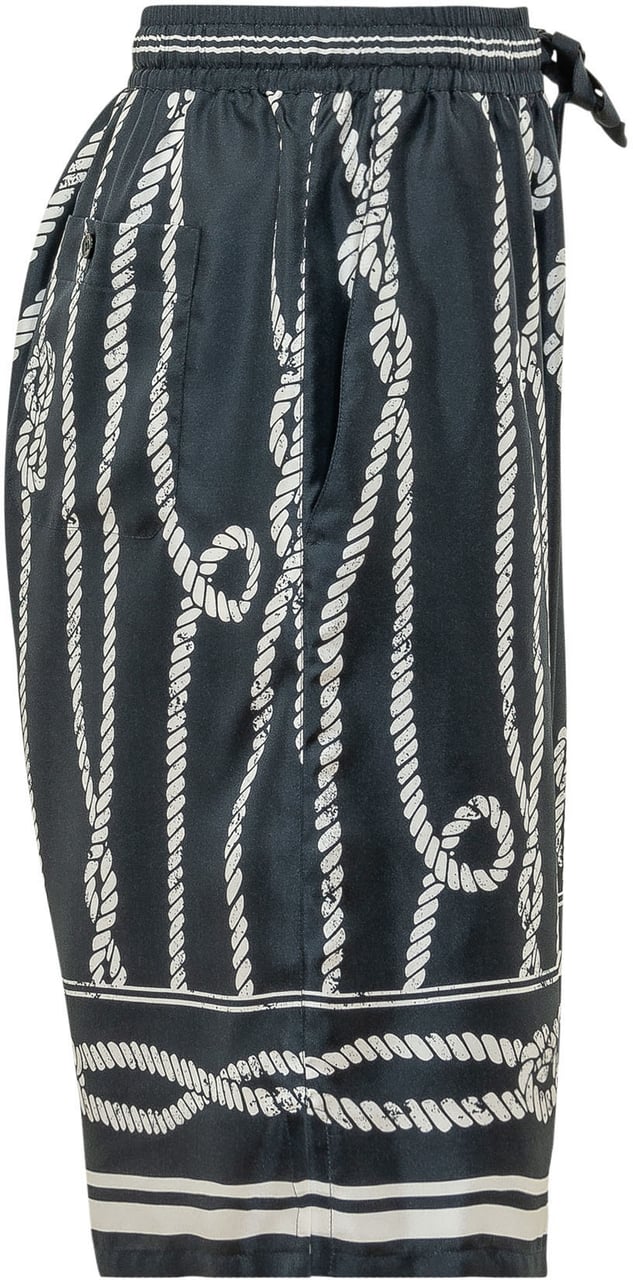 Dolce & Gabbana Shorts con Stampa a Corde Navy