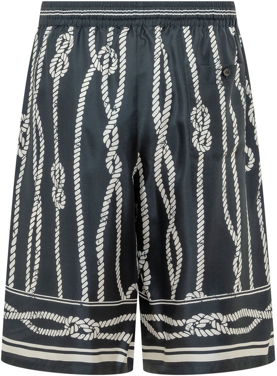 Dolce & Gabbana Shorts con Stampa a Corde Navy