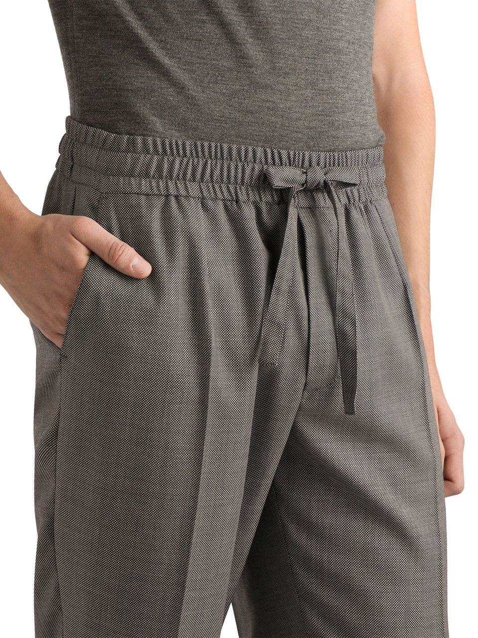Dolce & Gabbana Relaxed Fit Straight Leg Trousers with Adjustable Drawstring Grijs