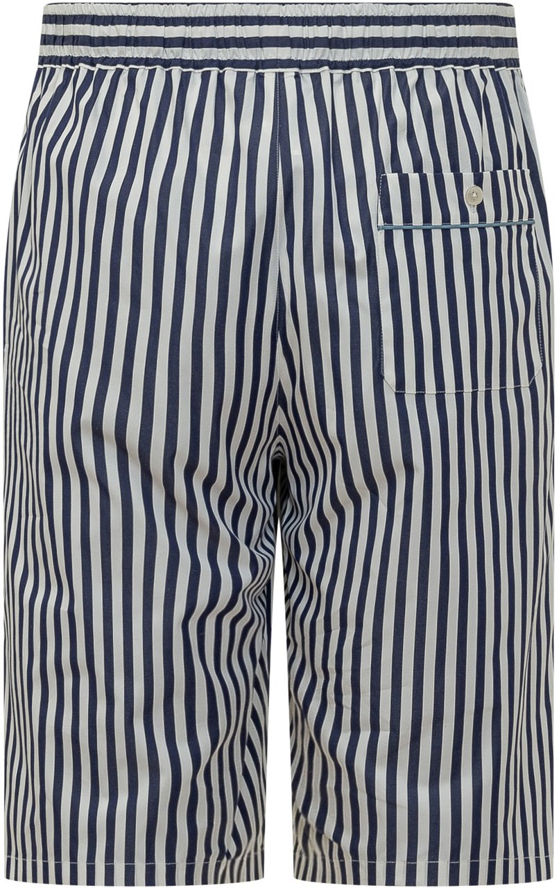 Dolce & Gabbana Pantalone Corto a Righe con Coulisse Navy
