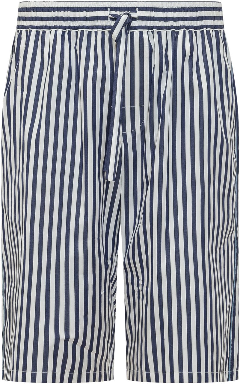 Dolce & Gabbana Pantalone Corto a Righe con Coulisse Navy