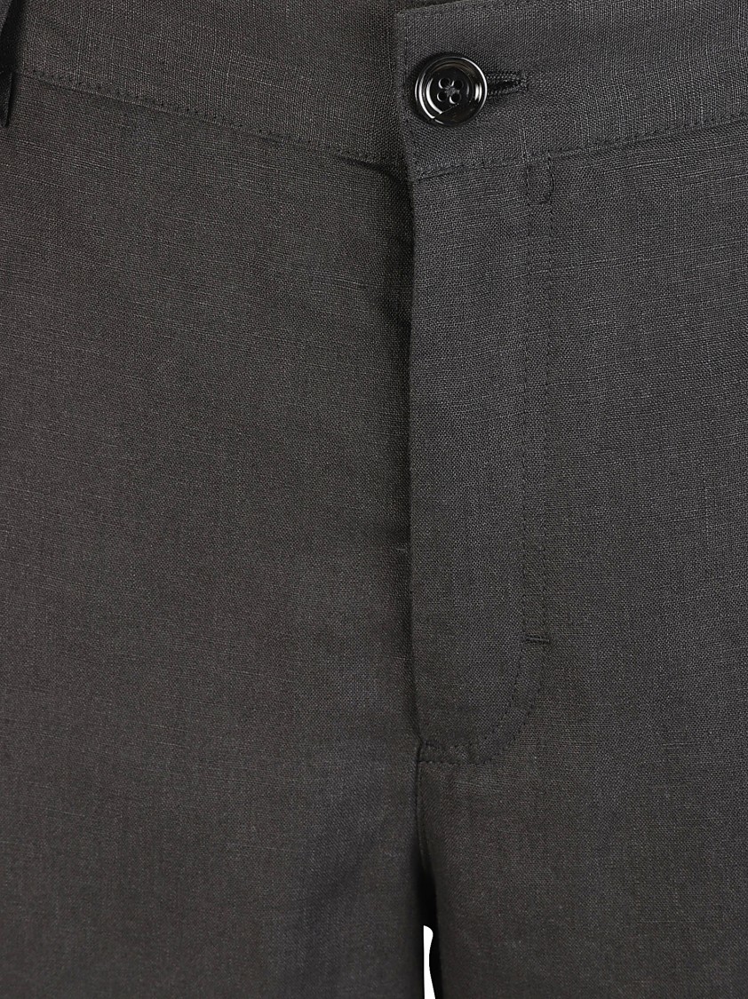Dolce & Gabbana Tailored Black Linen Shorts With Cargo Pockets Zwart