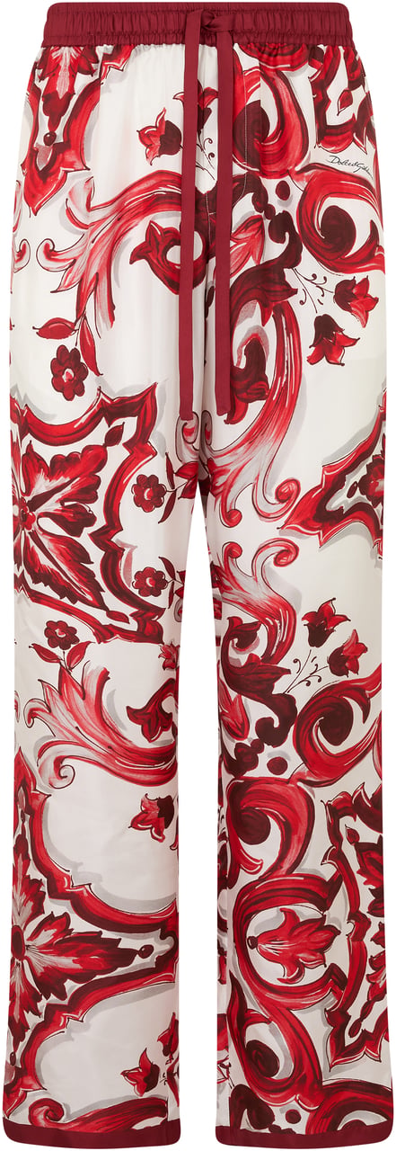 Dolce & Gabbana Printed silk trousers Rood