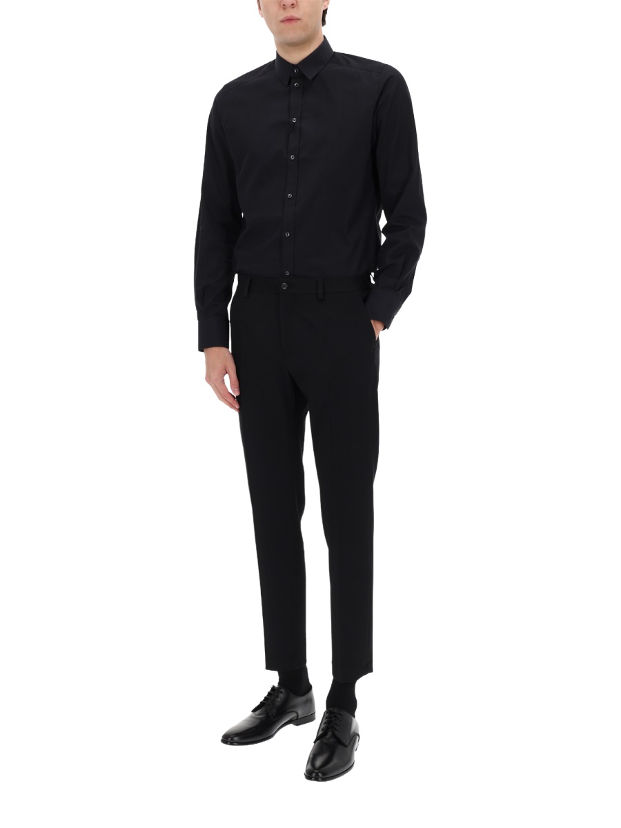 Dolce & Gabbana Tailored Straight Pressed Crease Formal Pants Zwart