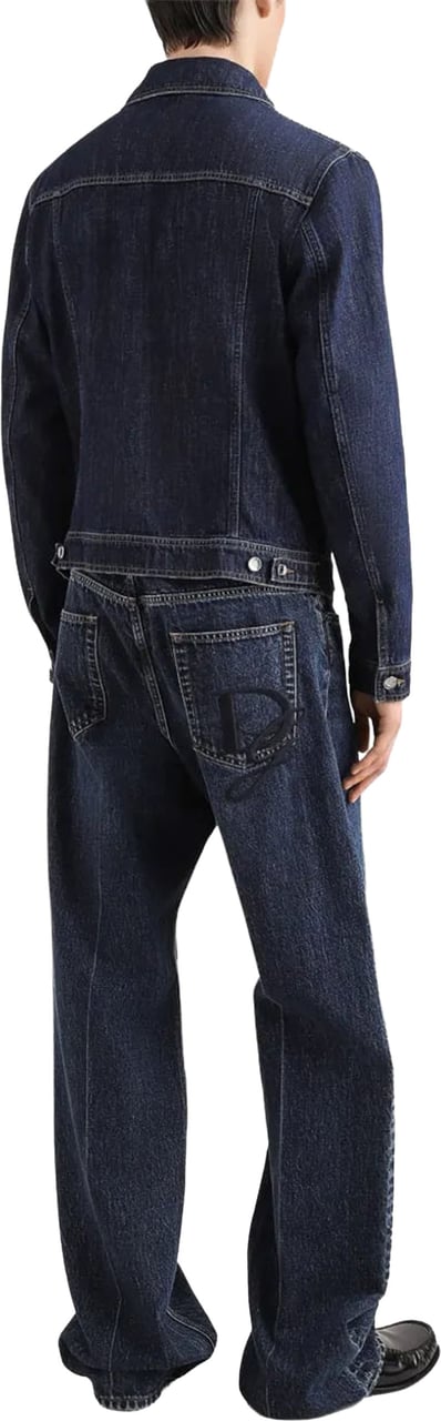 Dolce & Gabbana Oversized Wide-Leg Faded Blue Denim Jeans Zwart