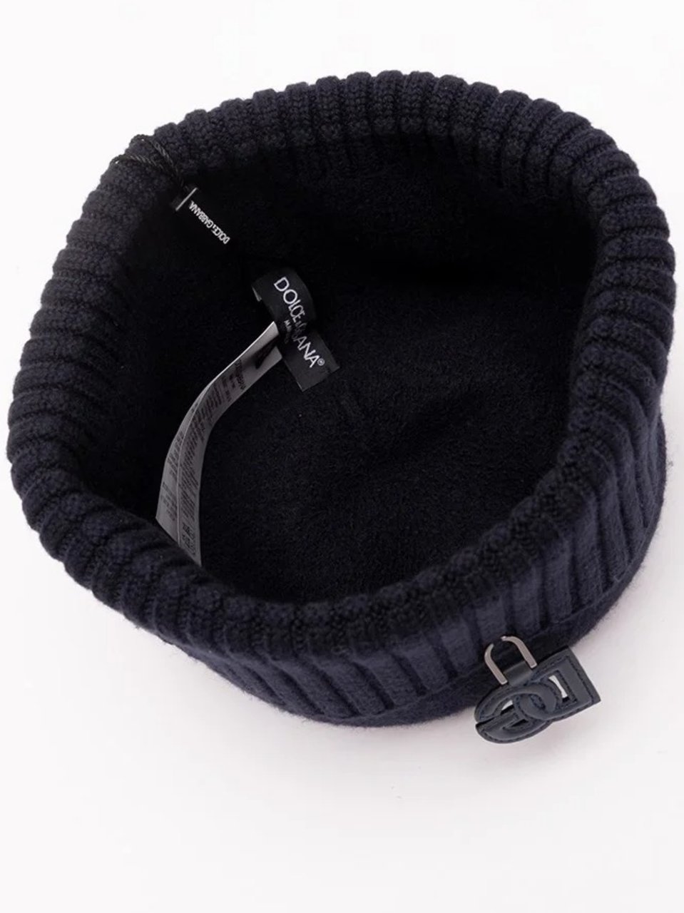 Dolce & Gabbana Berretto Black Ribbed Beanie Hat Zwart
