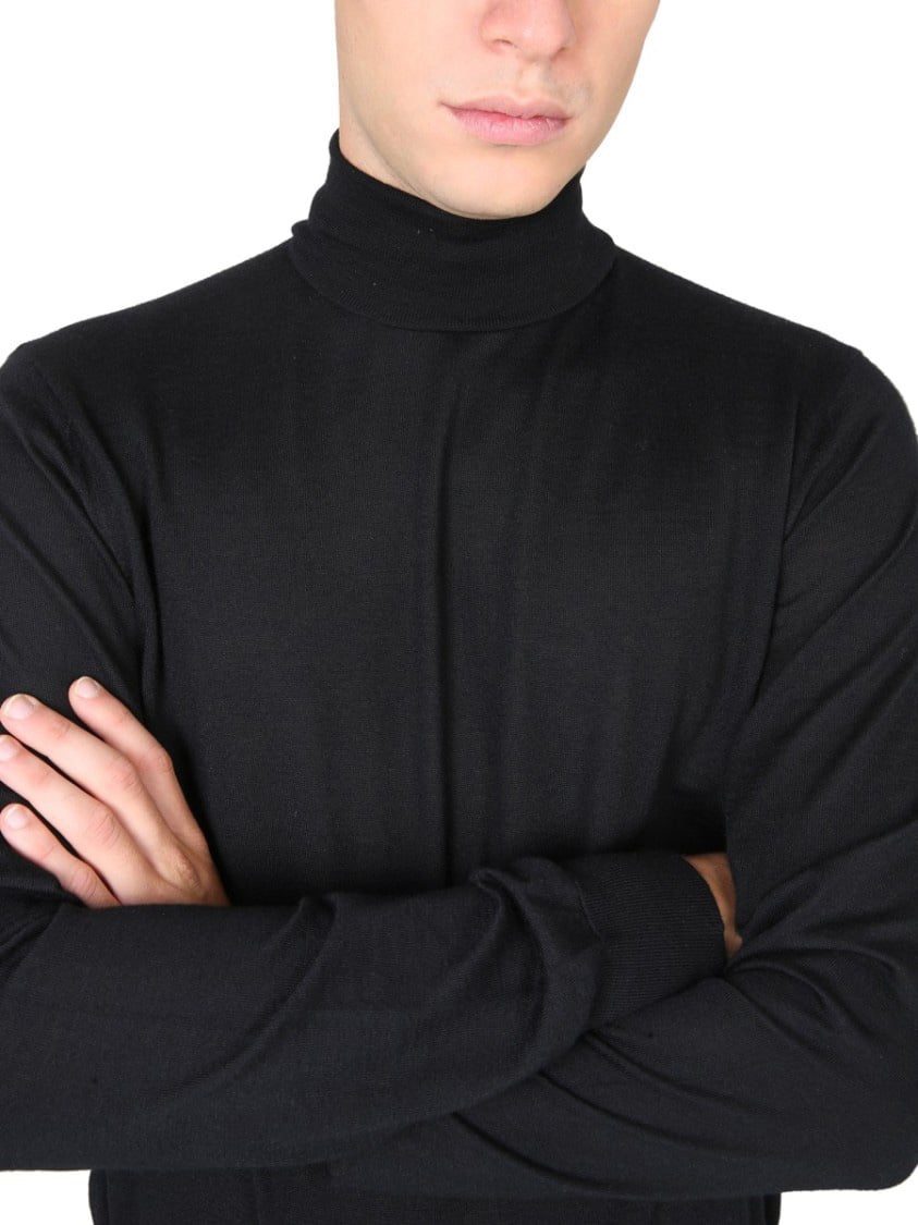 Dolce & Gabbana Black Turtleneck Sweater In 100% Wool Zwart